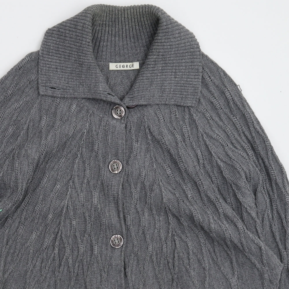 George Womens Grey  Knit Cardigan Jumper Size 16