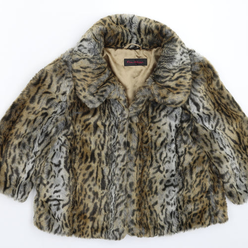 Miss Selfridge Womens Multicoloured Animal Print  Jacket Coat Size 10  - Faux Fur