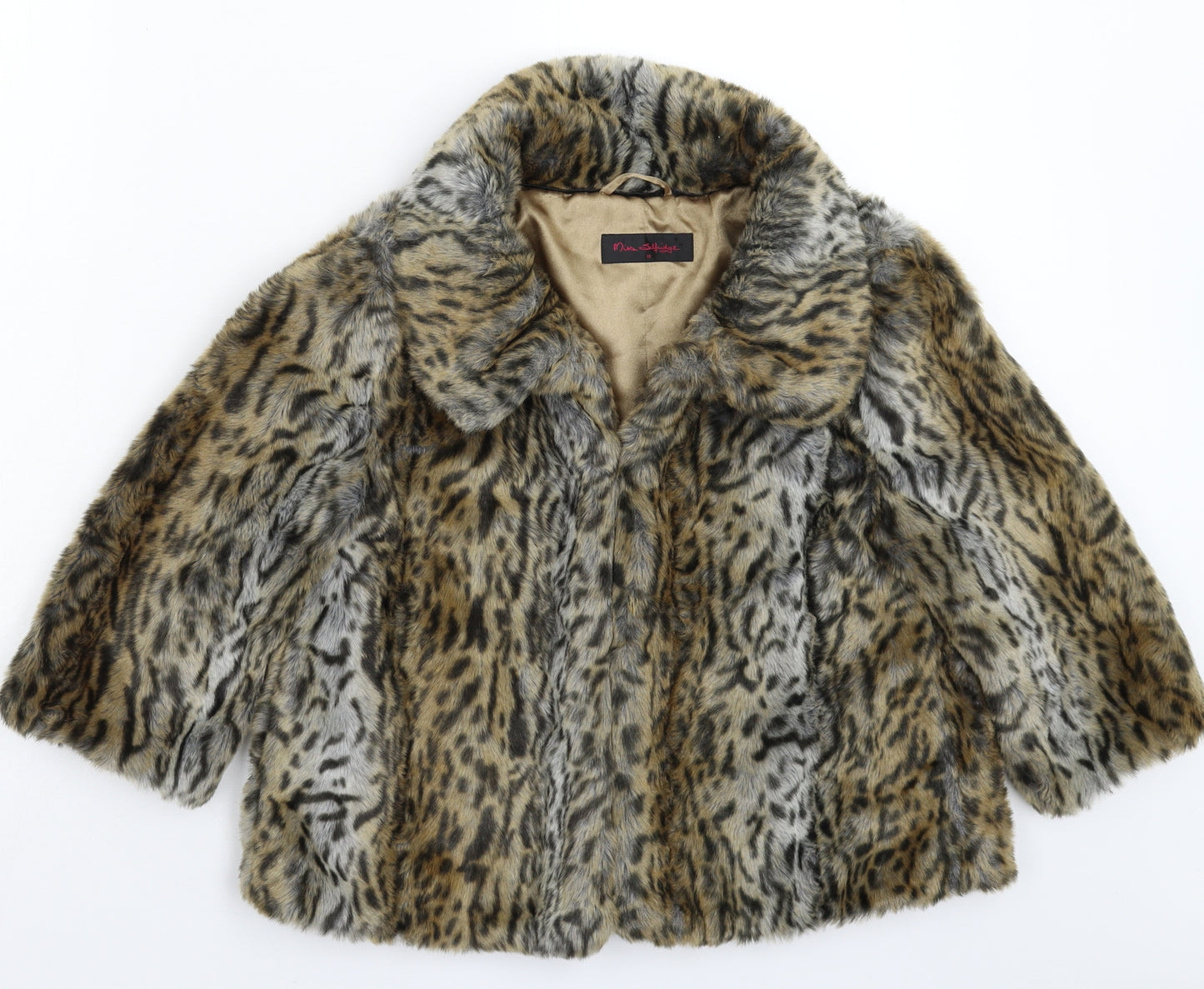 Miss Selfridge Womens Multicoloured Animal Print  Jacket Coat Size 10  - Faux Fur