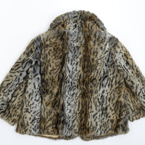Miss Selfridge Womens Multicoloured Animal Print  Jacket Coat Size 10  - Faux Fur