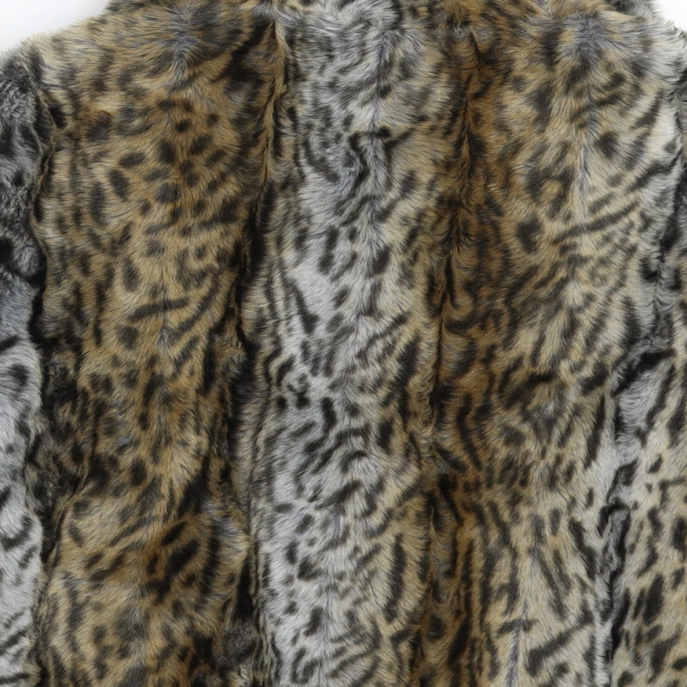 Miss Selfridge Womens Multicoloured Animal Print  Jacket Coat Size 10  - Faux Fur