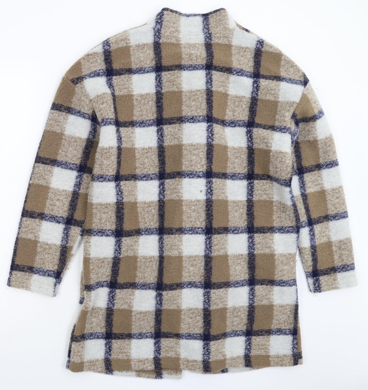 Marks and Spencer Womens Multicoloured Check Fleece Jacket Coatigan Size 14