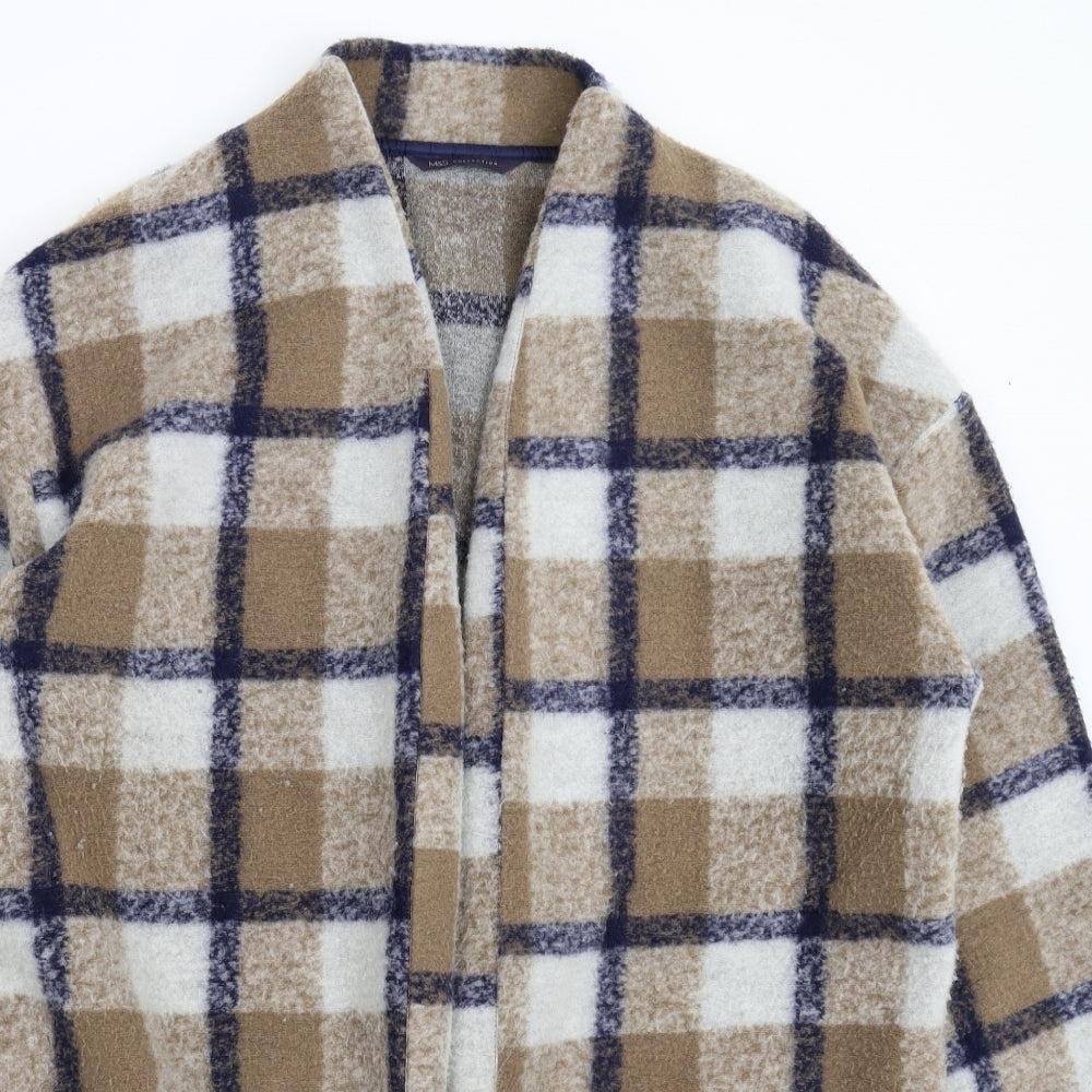 Marks and Spencer Womens Multicoloured Check Fleece Jacket Coatigan Size 14