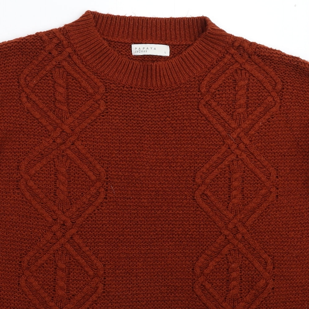 Papaya Womens Brown  Knit Pullover Jumper Size L