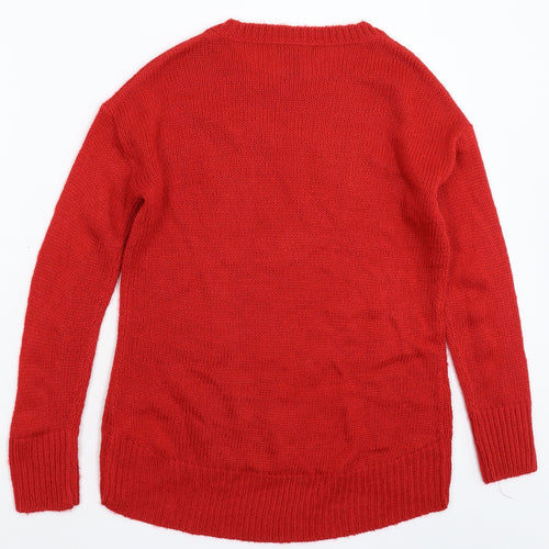 New Look Womens Red  Knit Pullover Jumper Size S