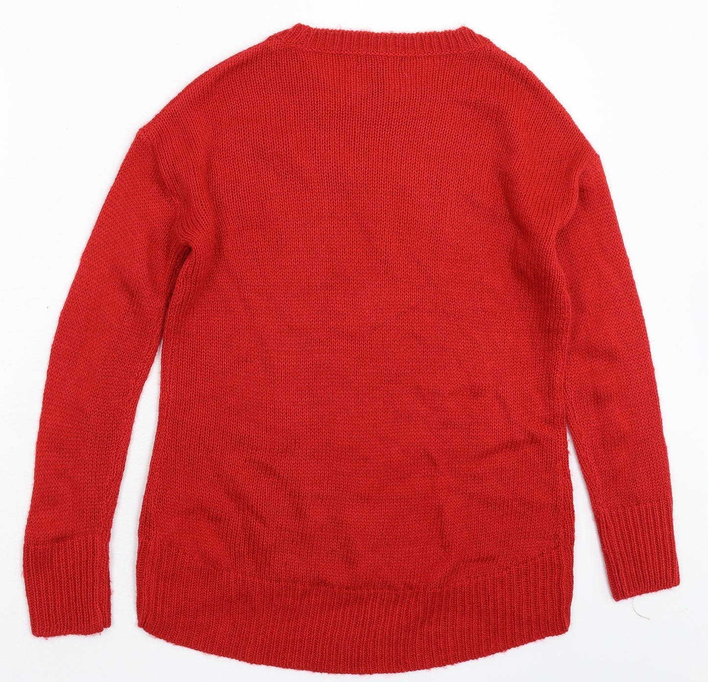 New Look Womens Red  Knit Pullover Jumper Size S