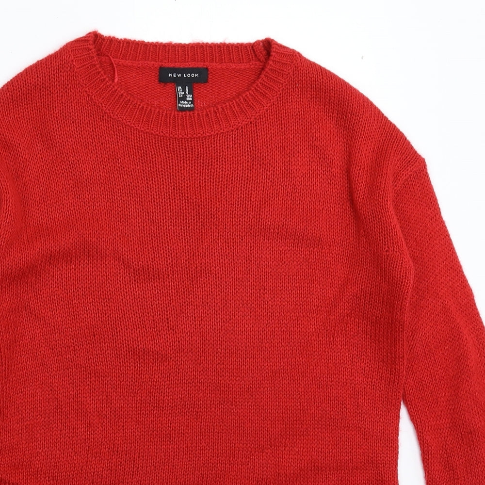 New Look Womens Red  Knit Pullover Jumper Size S