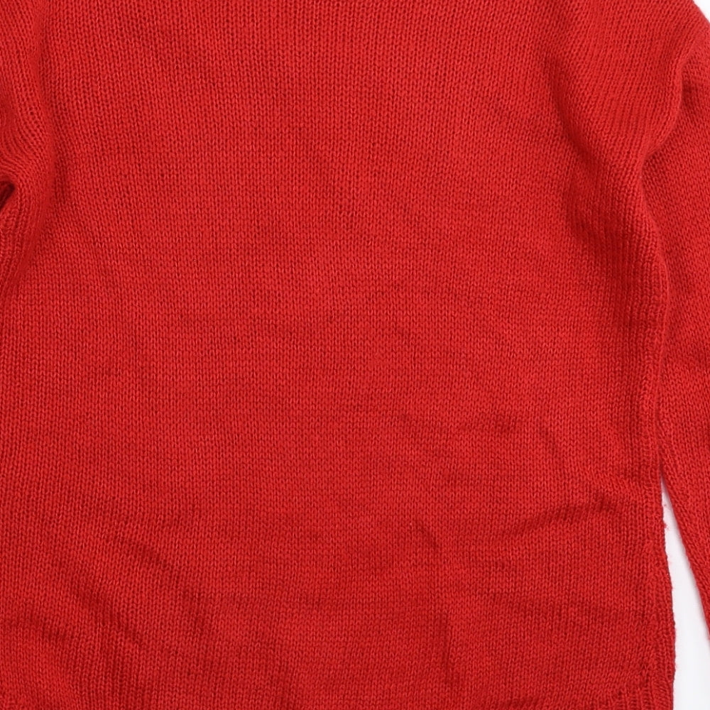 New Look Womens Red  Knit Pullover Jumper Size S