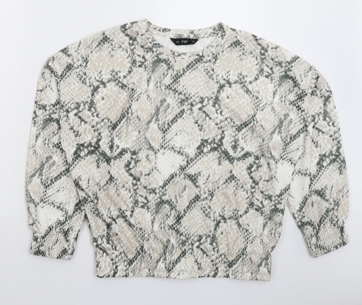 F&F Womens Multicoloured Animal Print Pullover Sweatshirt Size 12 - Oversized
