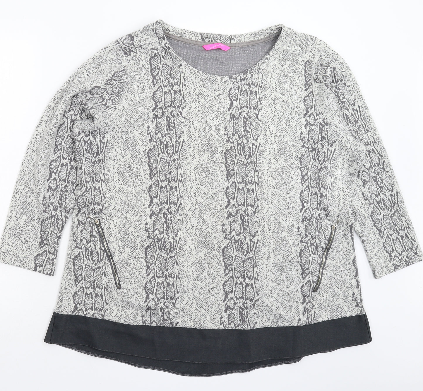 Active Womens Grey Animal Print  Pullover Jumper Size 2XL