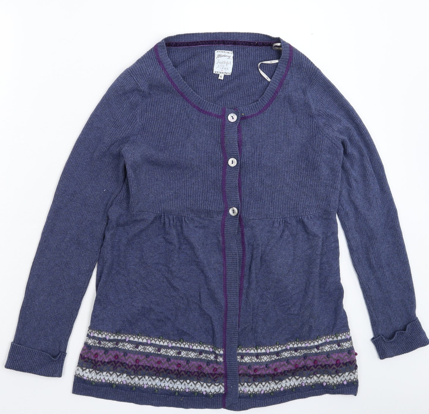 MANTARAY PRODUCTS Womens Blue  Knit Cardigan Jumper Size 16