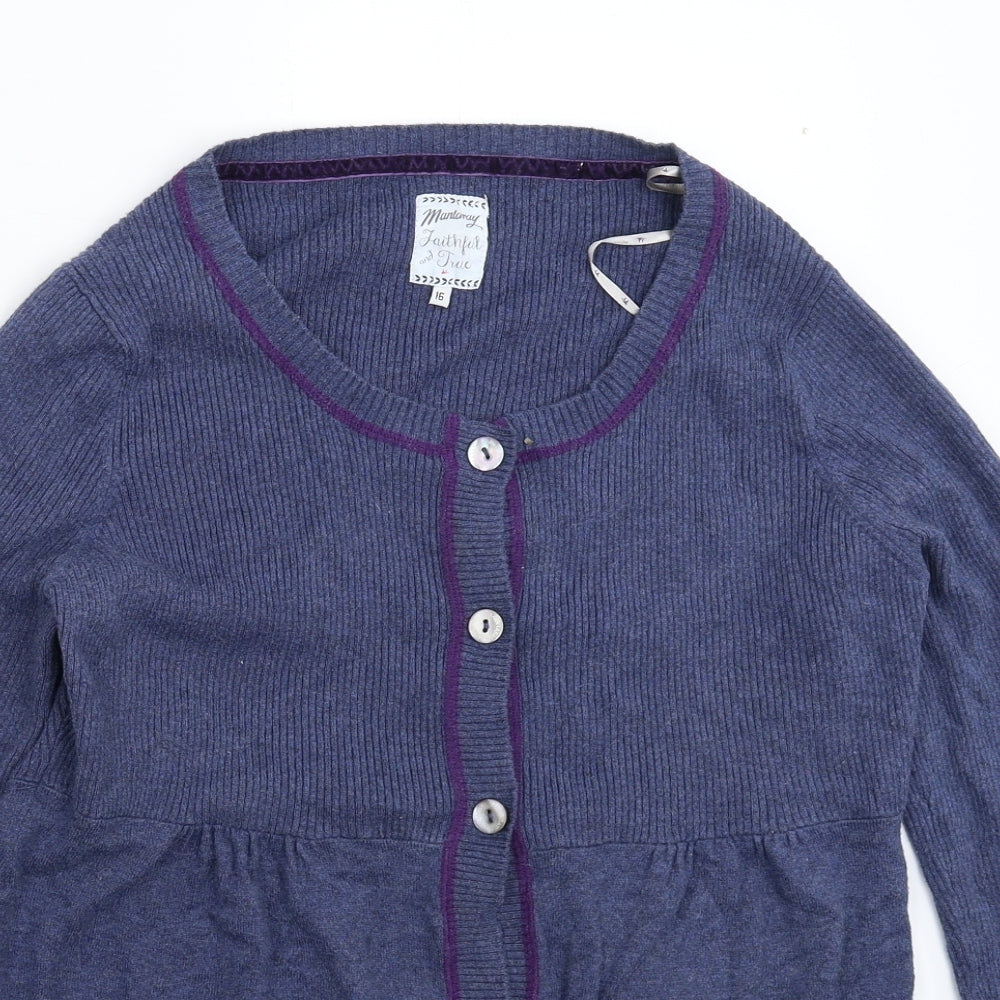 MANTARAY PRODUCTS Womens Blue  Knit Cardigan Jumper Size 16