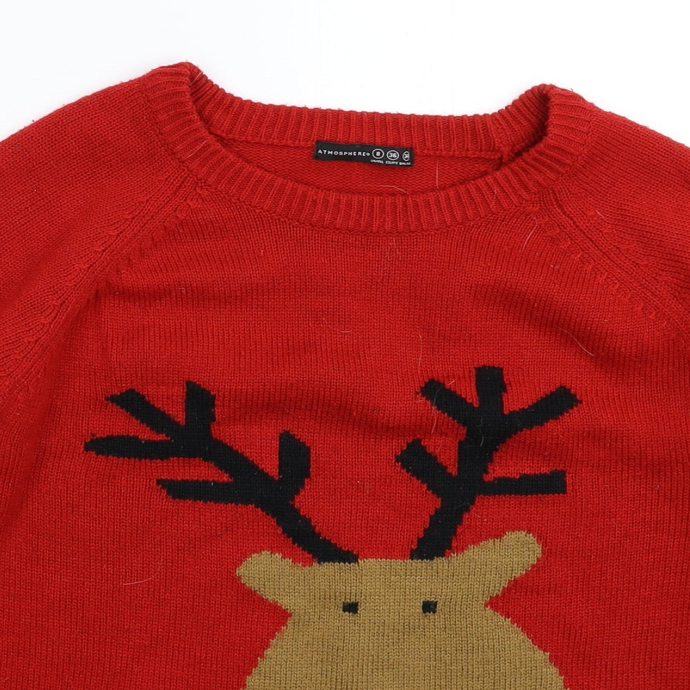 Atmosphere Womens Red  Knit Pullover Jumper Size 8  - Christmas