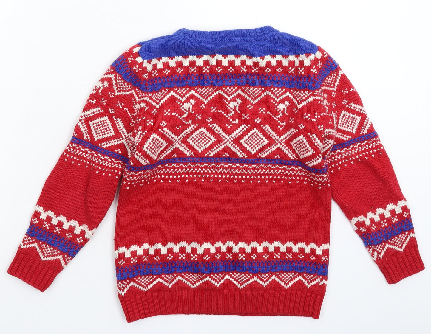TU Boys Red Geometric Knit Pullover Jumper Size 7 Years