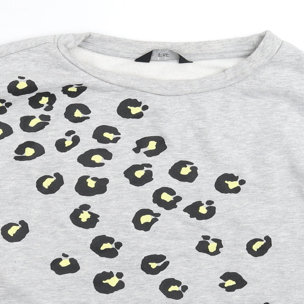 F&F Womens Grey Animal Print  Pullover Sweatshirt Size 14