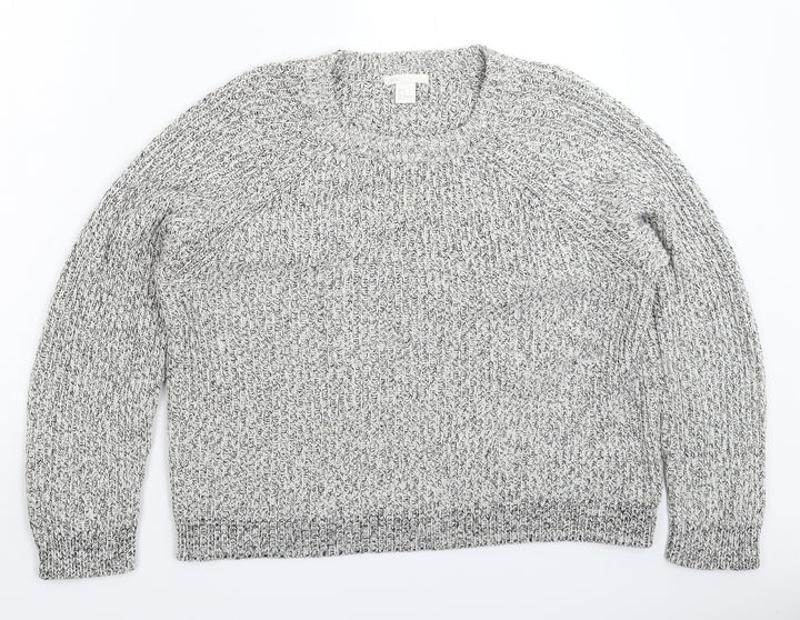 H&M Womens Grey  Knit Pullover Jumper Size L