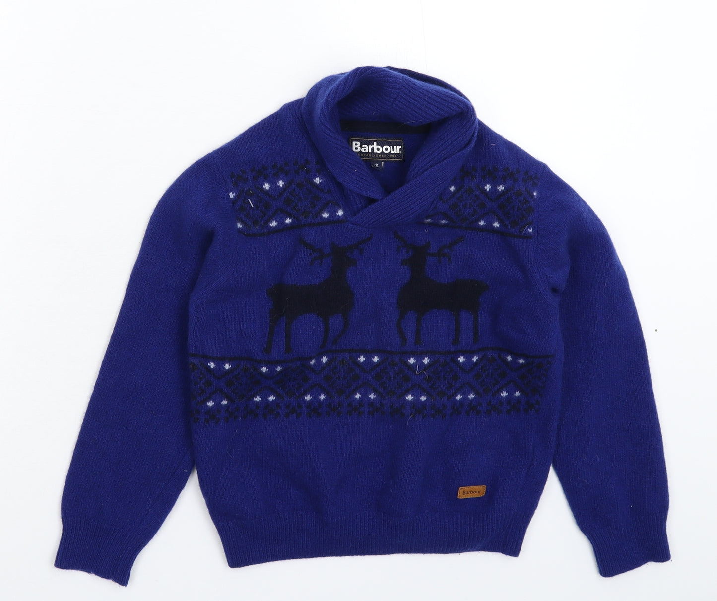 Barbour Boys Blue  Knit Pullover Jumper Size S
