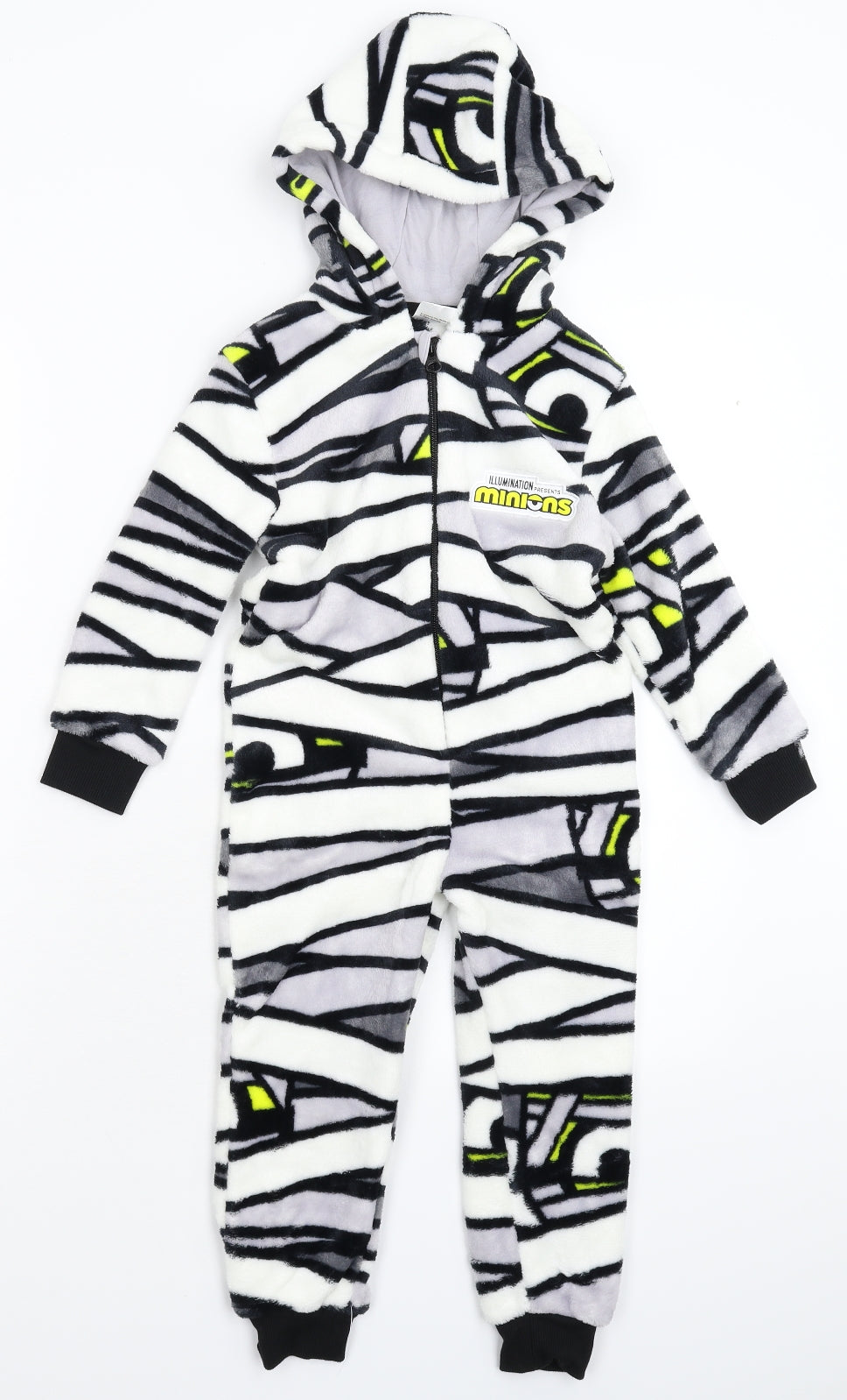 Tesco Boys White Striped Fleece  One Piece Size 3-4 Years  - Minions
