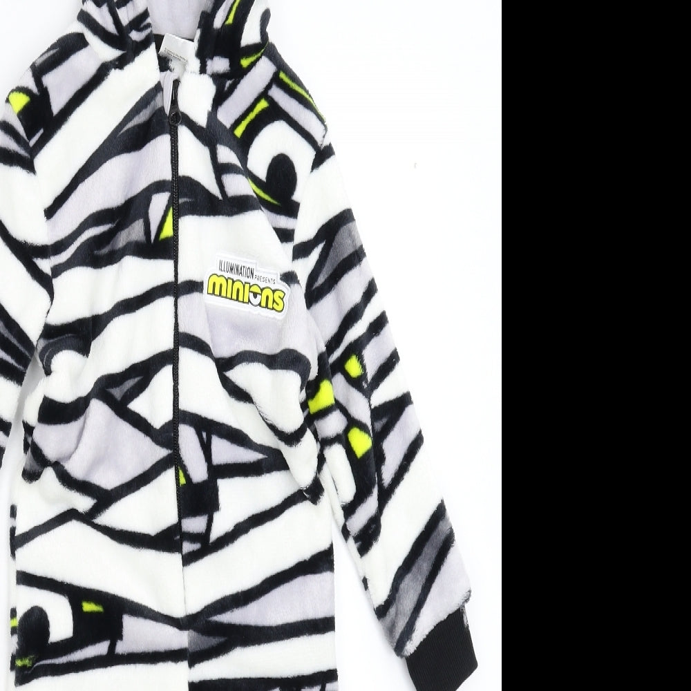 Tesco Boys White Striped Fleece  One Piece Size 3-4 Years  - Minions