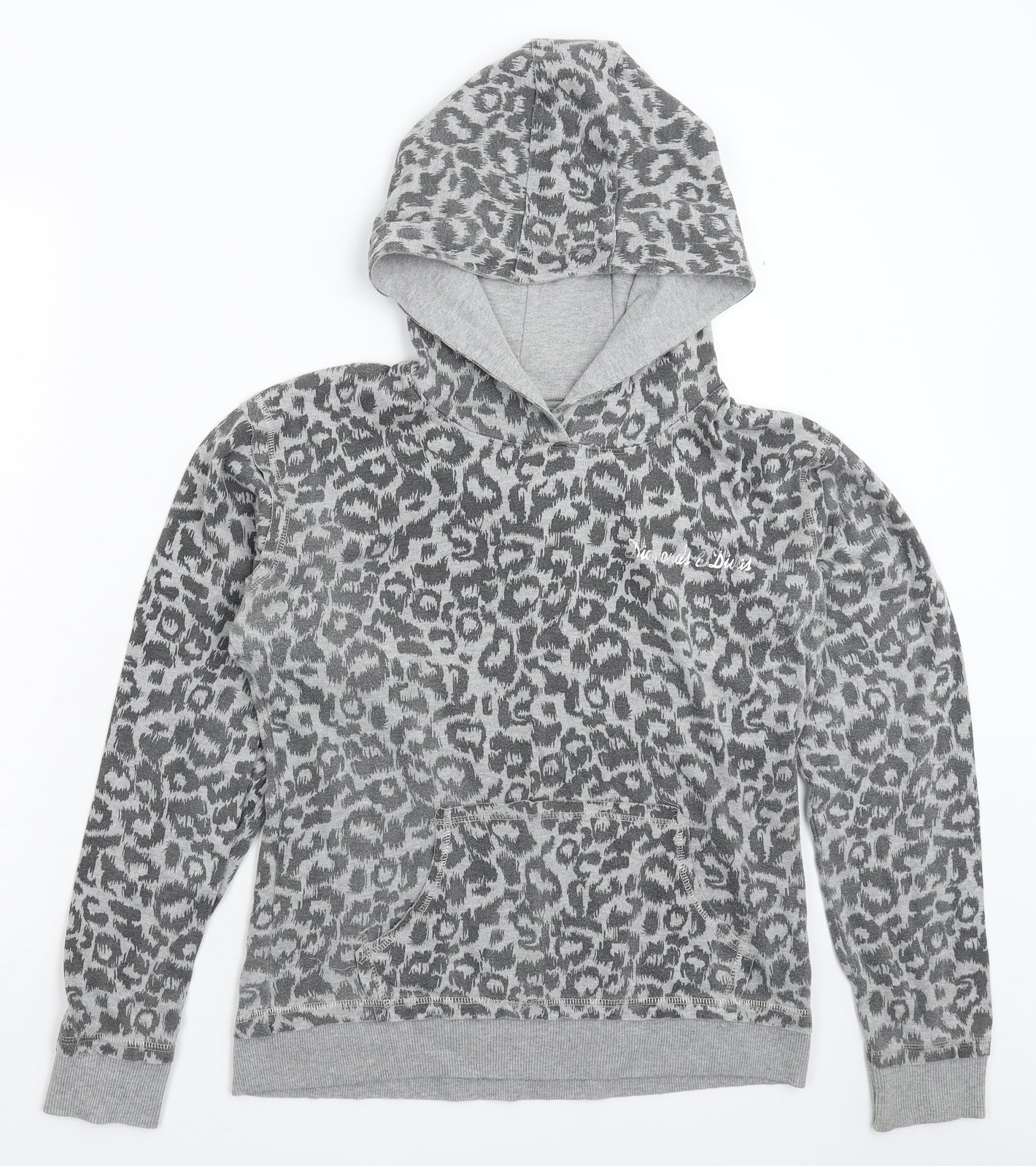 Diamonds & Divas Womens Grey Animal Print  Pullover Hoodie Size 16