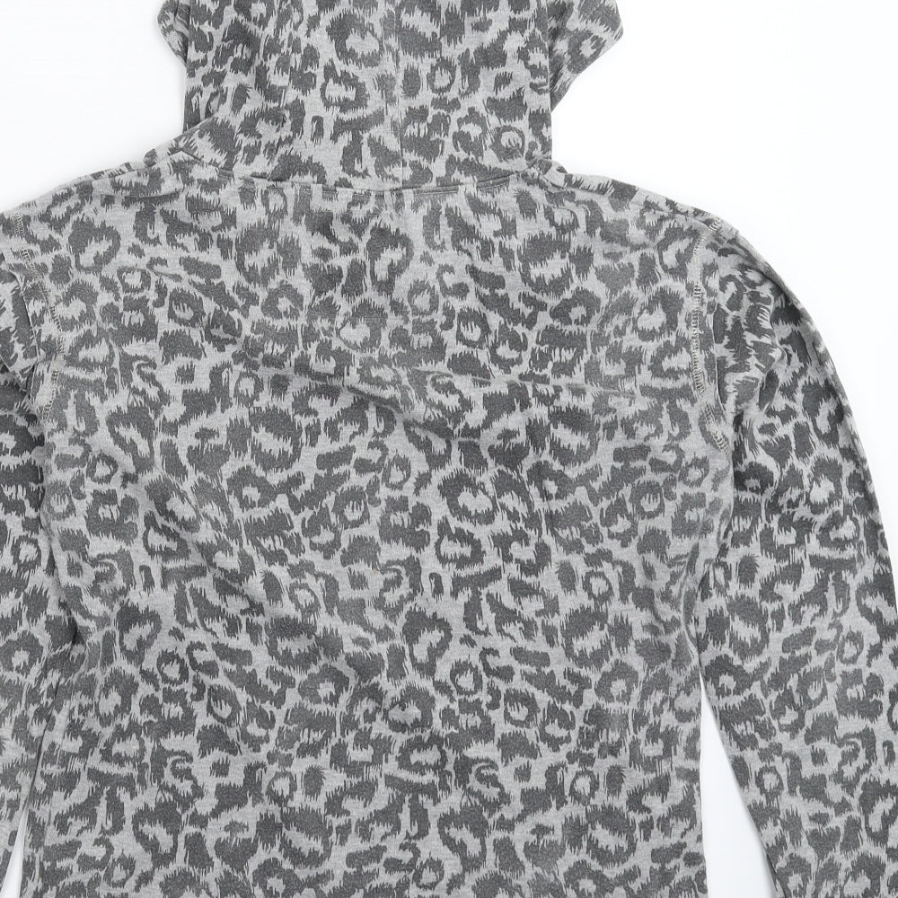 Diamonds & Divas Womens Grey Animal Print  Pullover Hoodie Size 16