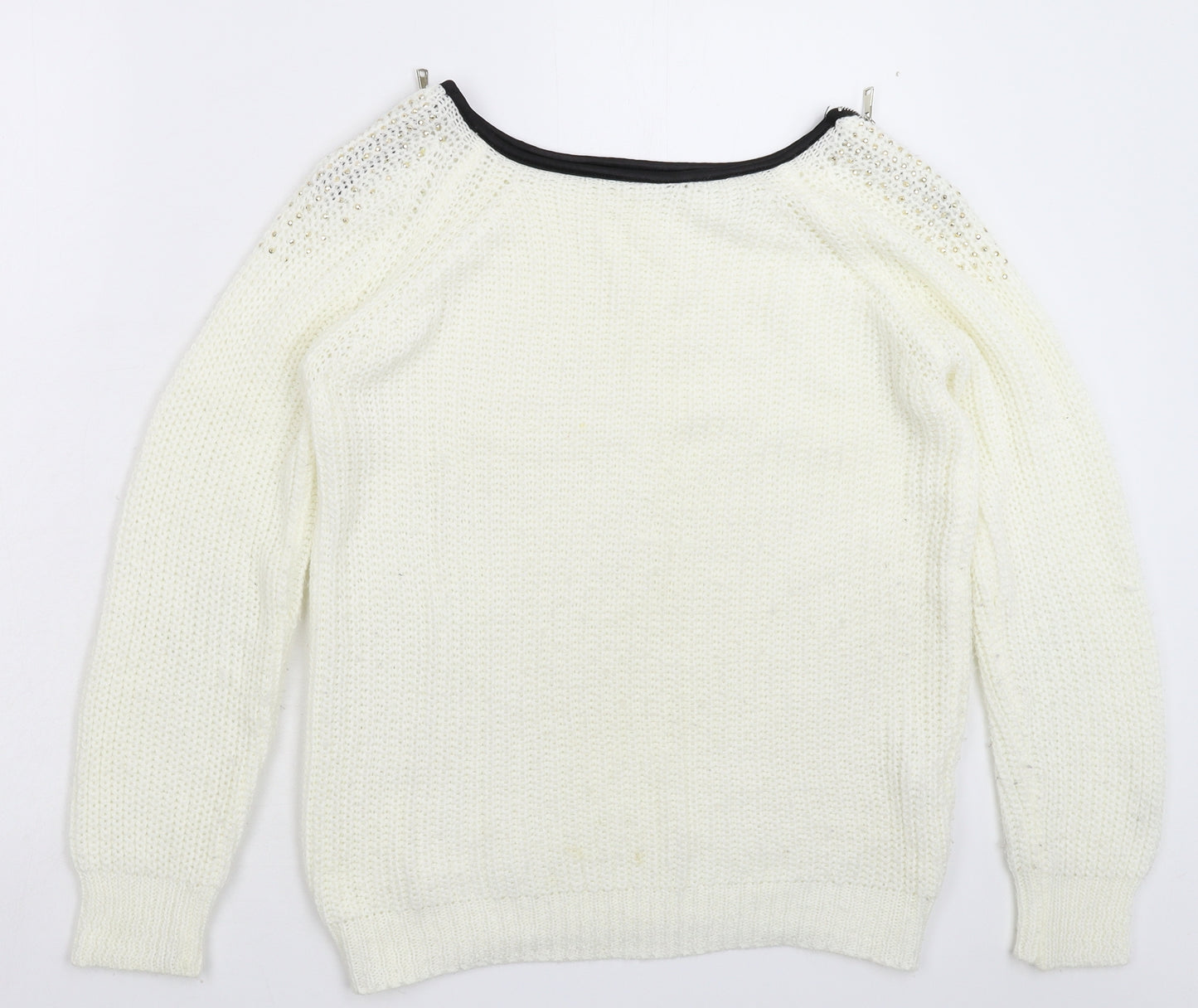 Preworn Womens White  Knit Pullover Jumper Size 12