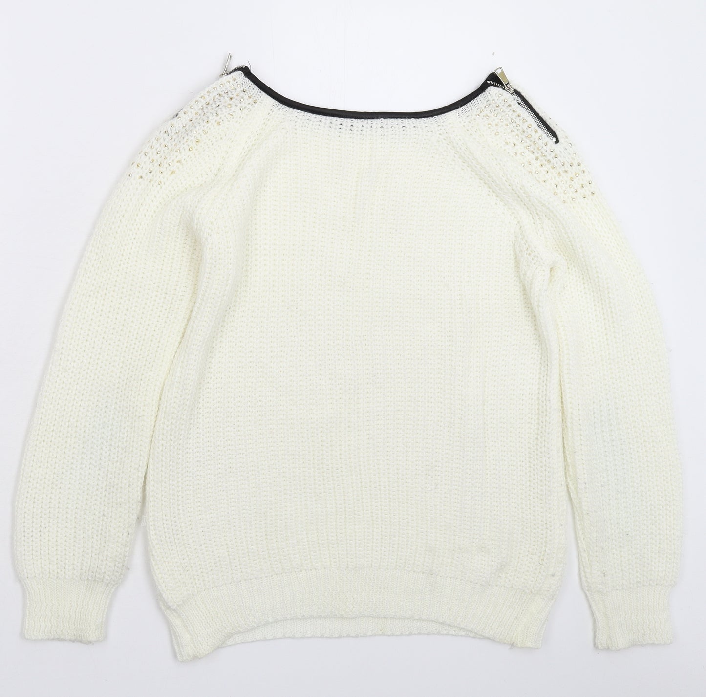 Preworn Womens White  Knit Pullover Jumper Size 12
