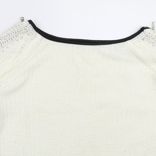 Preworn Womens White  Knit Pullover Jumper Size 12