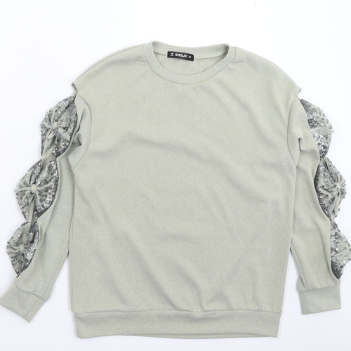 Sheilay Womens Grey  Knit Pullover Jumper Size S