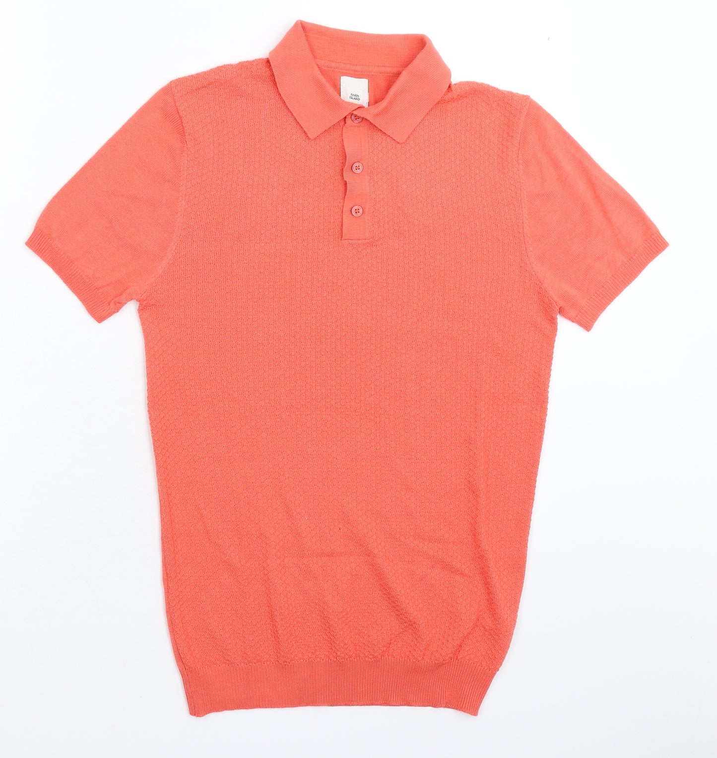 River Island Mens Pink  Knit  Polo Size S
