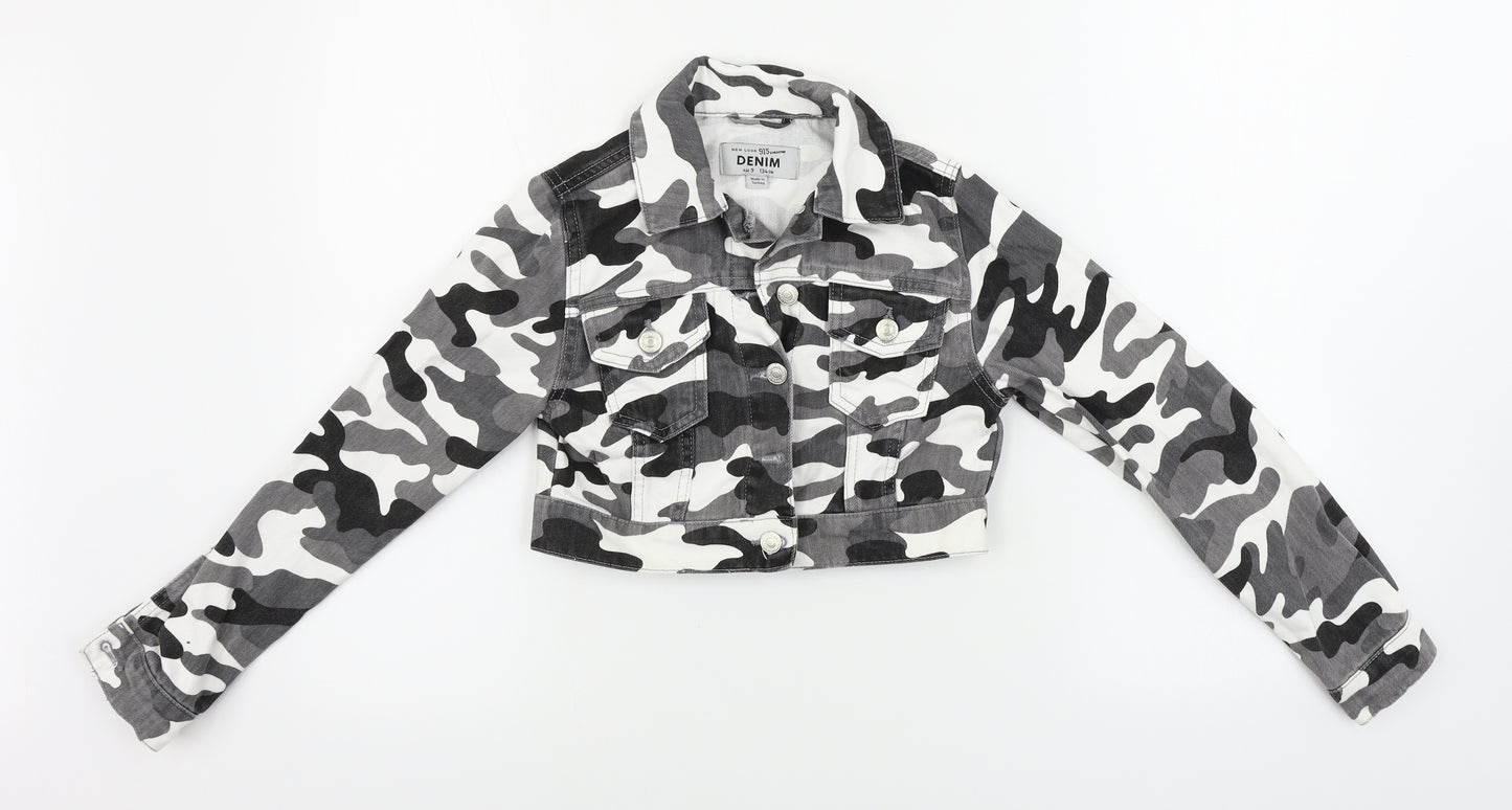 New Look  Girls Grey Camouflage  Jacket Coat Size 9 Years