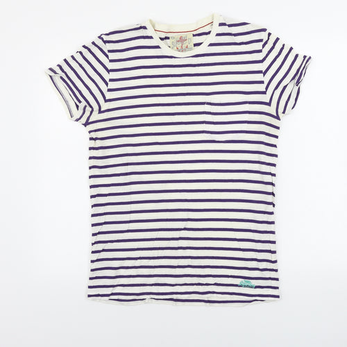 Superdry  Womens Yellow Striped  Basic T-Shirt Size L