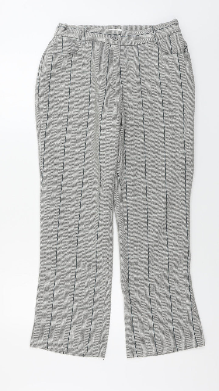 Cotton Traders Womens Grey Check Trousers Size 12 L28 in