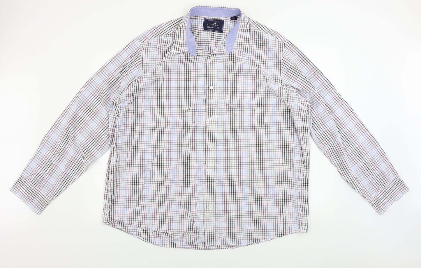 South Bay Mens White Check   Dress Shirt Size 3XL