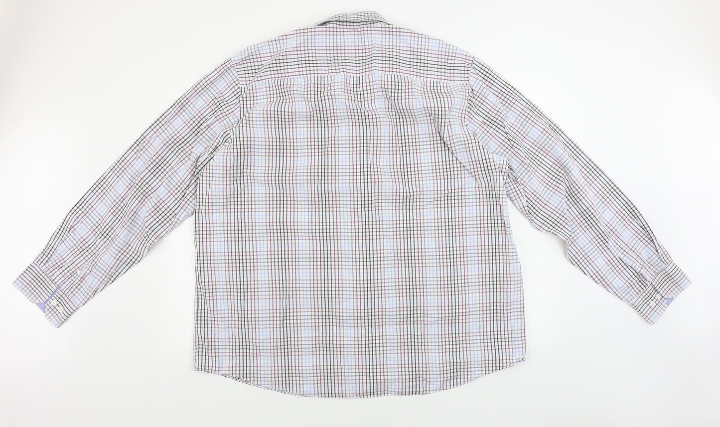 South Bay Mens White Check   Dress Shirt Size 3XL