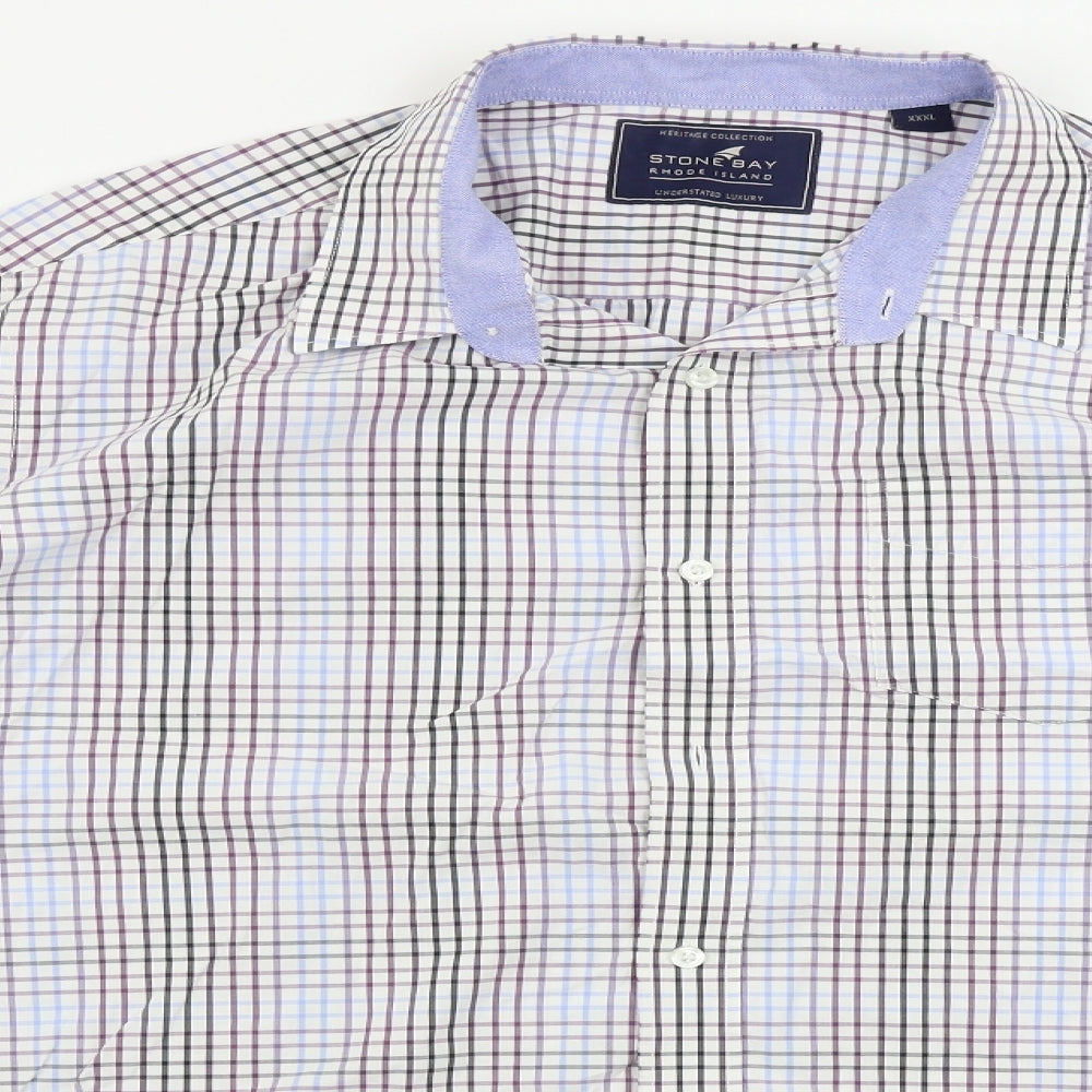 South Bay Mens White Check   Dress Shirt Size 3XL