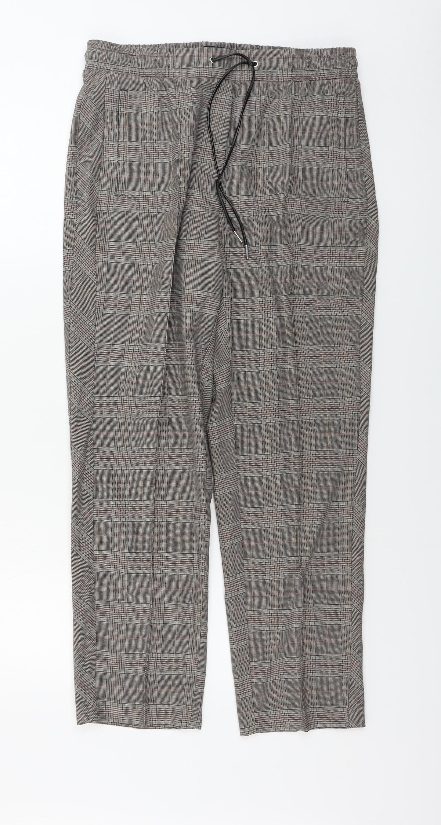 NEXT Womens Brown Check  Trousers  Size 12 L26 in