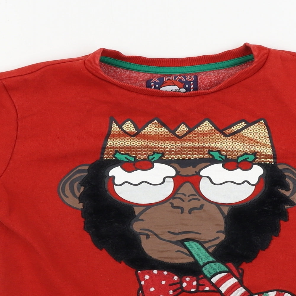 F&F  Boys Red   Pullover Jumper Size 7-8 Years