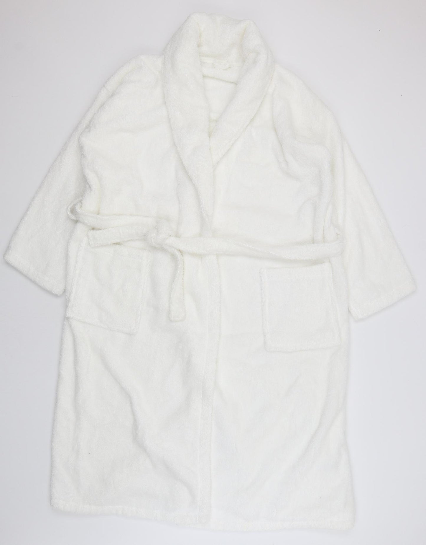 M&S Womens White Solid  Kimono Gown Size 18