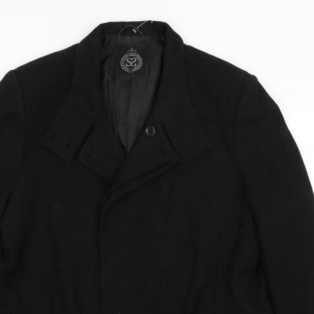 Preworn Mens Black   Overcoat Coat Size L