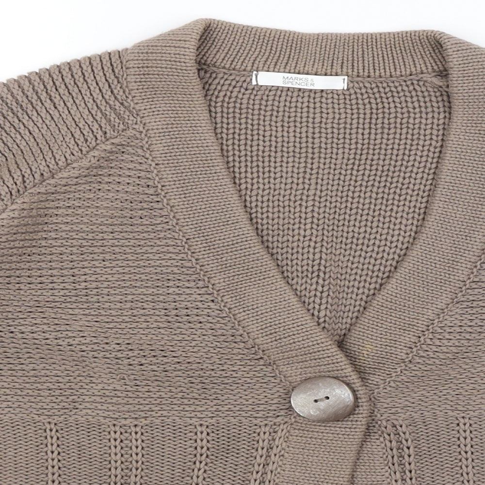 M&S Womens Brown   Cardigan Jumper Size 14