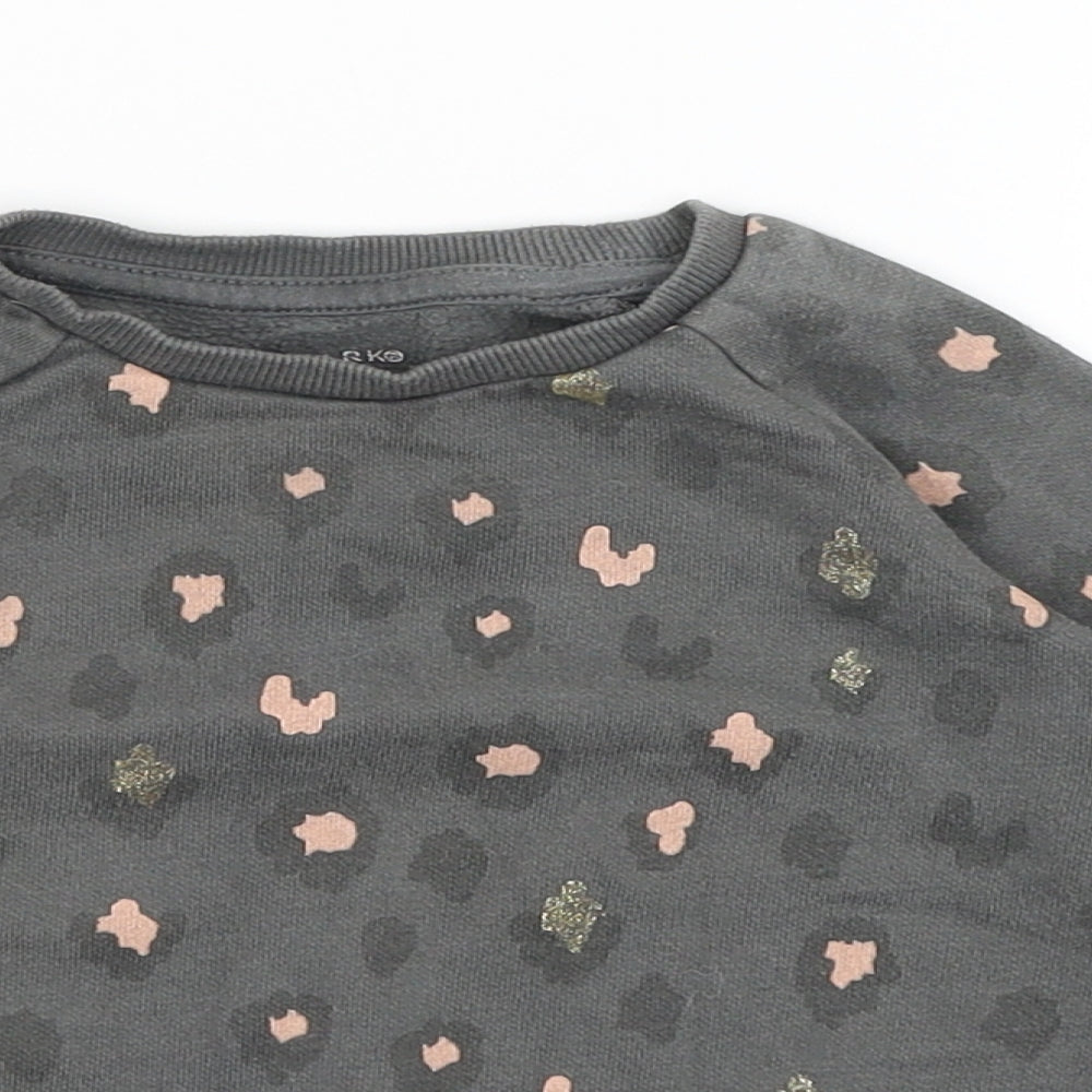 Primark Girls Grey Animal Print  Pullover Jumper Size 2-3 Years