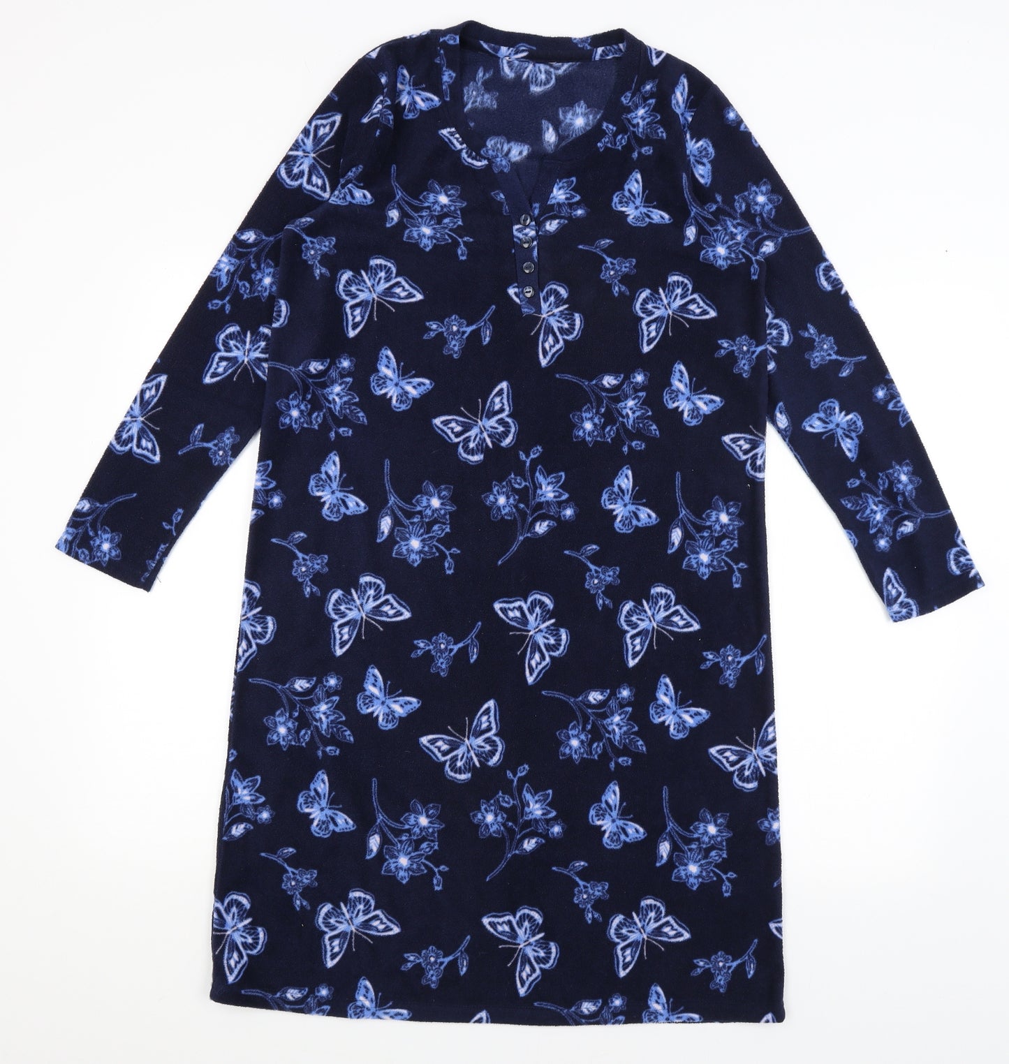 Preworn Womens Blue Solid  Top Nightshirt Size 10  - Buterflies