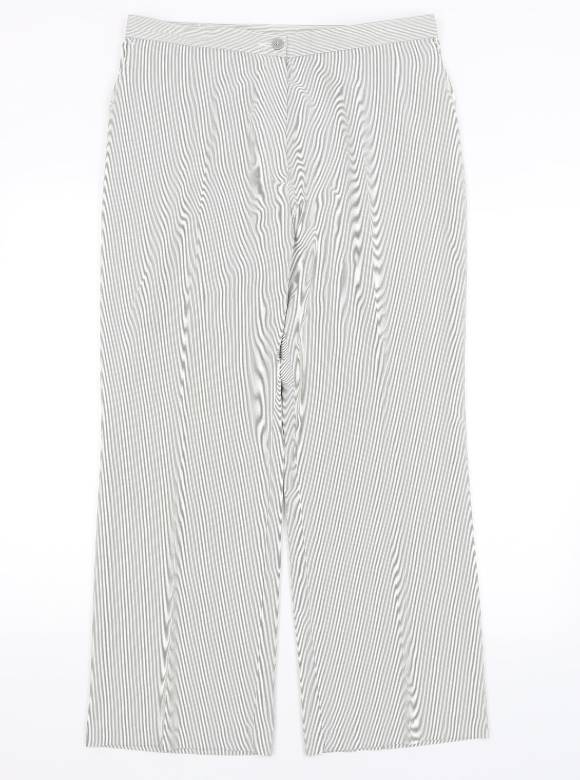 M&S Womens Grey Striped  Trousers  Size 16 L27.5 in