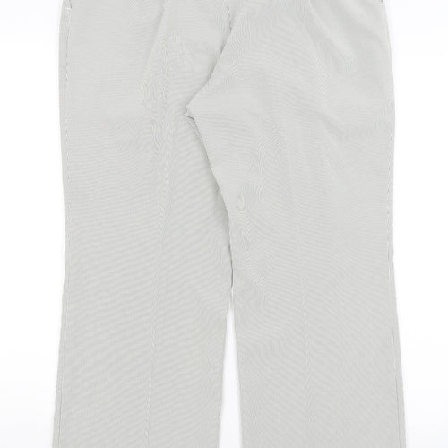 M&S Womens Grey Striped  Trousers  Size 16 L27.5 in