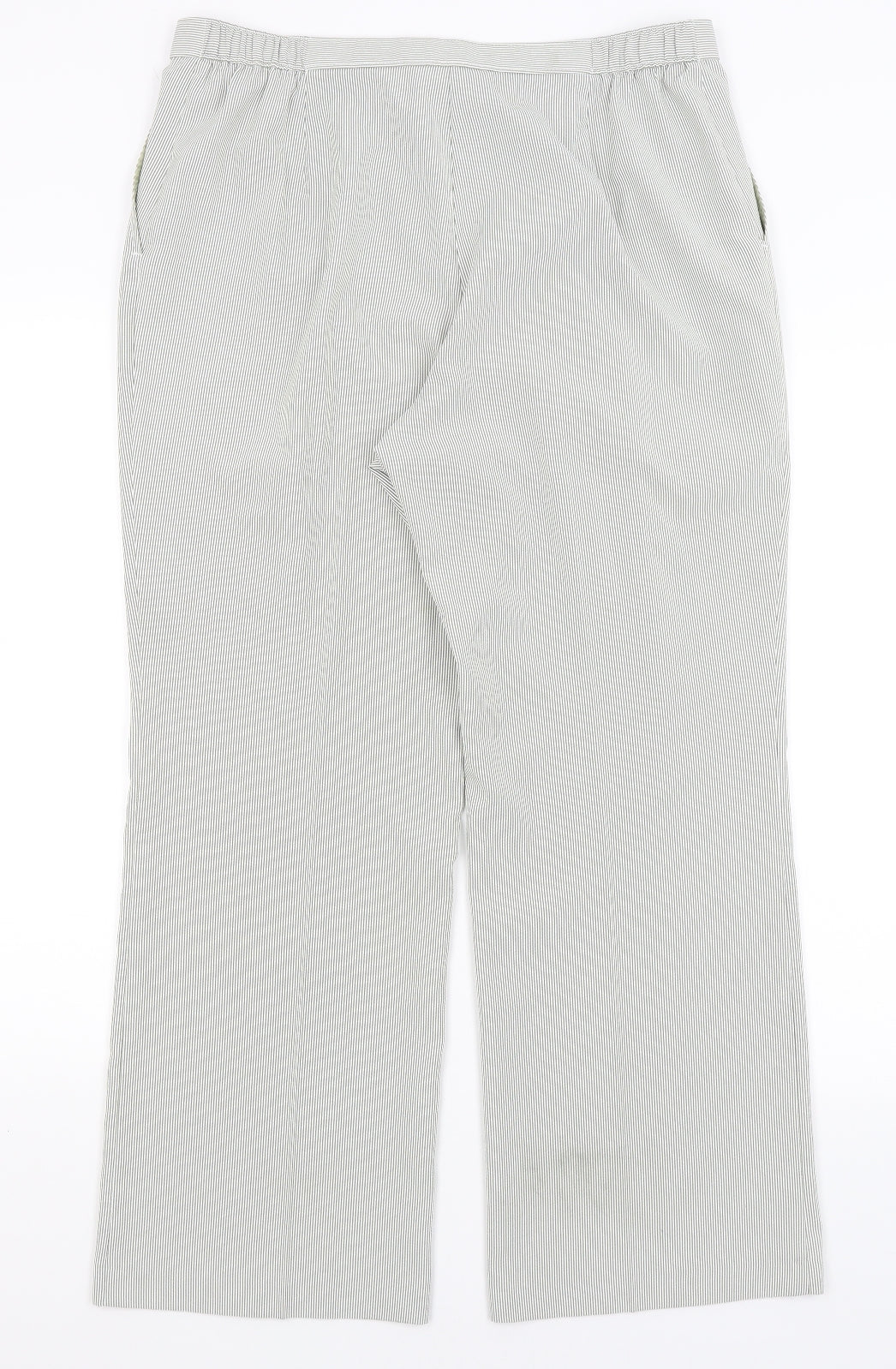 M&S Womens Grey Striped  Trousers  Size 16 L27.5 in