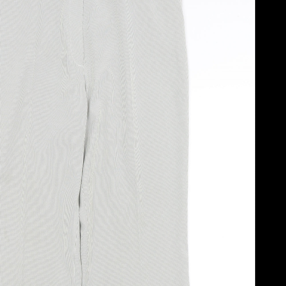 M&S Womens Grey Striped  Trousers  Size 16 L27.5 in