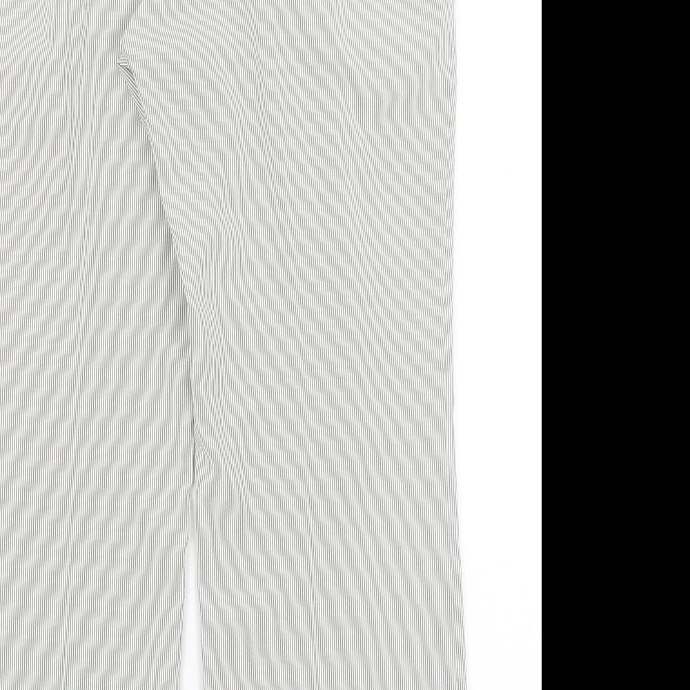 M&S Womens Grey Striped  Trousers  Size 16 L27.5 in