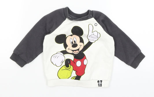 Front view of Disney Baby White jumper, size 3-6, Months - Mickey Mouse