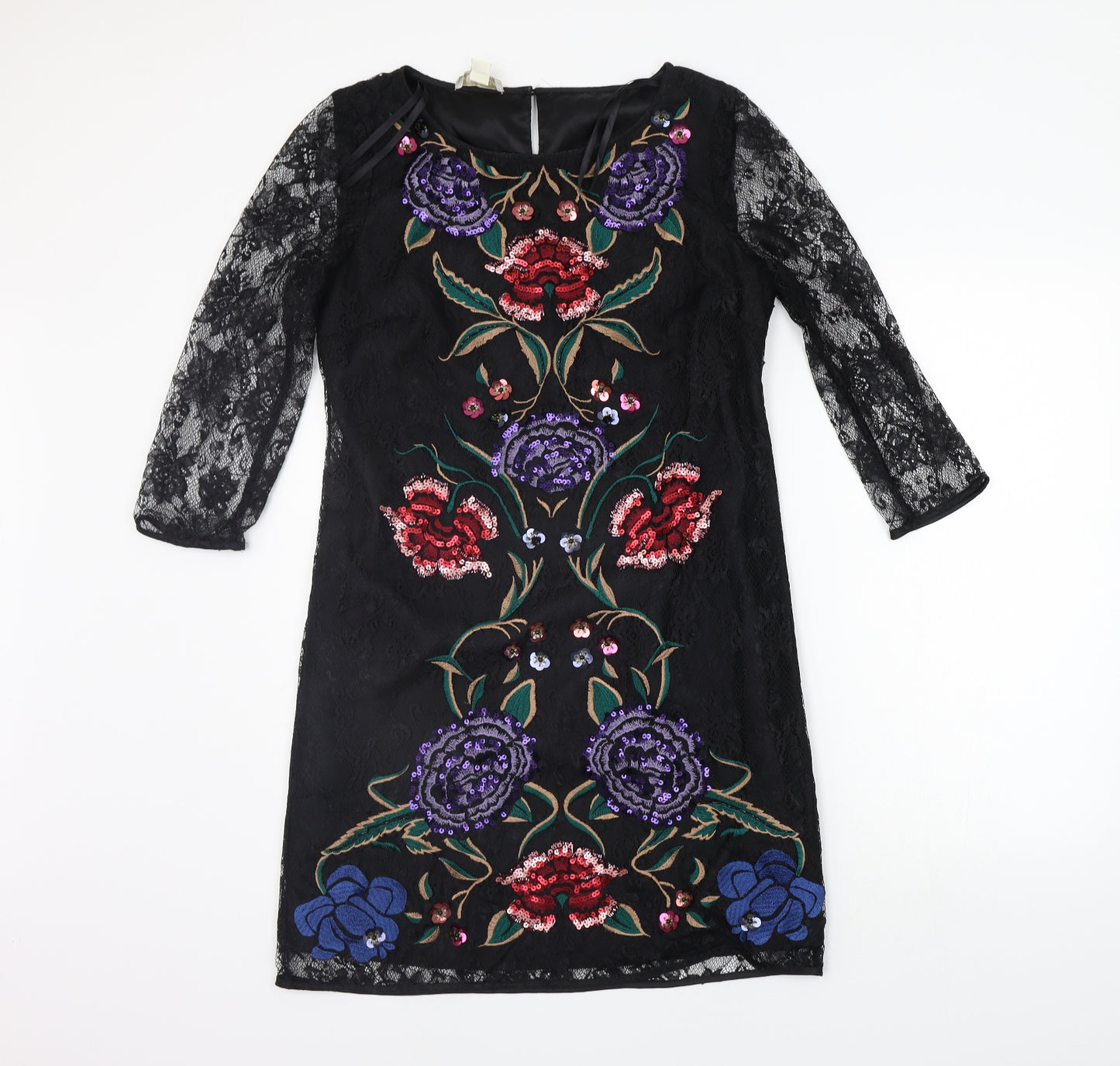 Monsoon Womens Black Floral  A-Line  Size 12